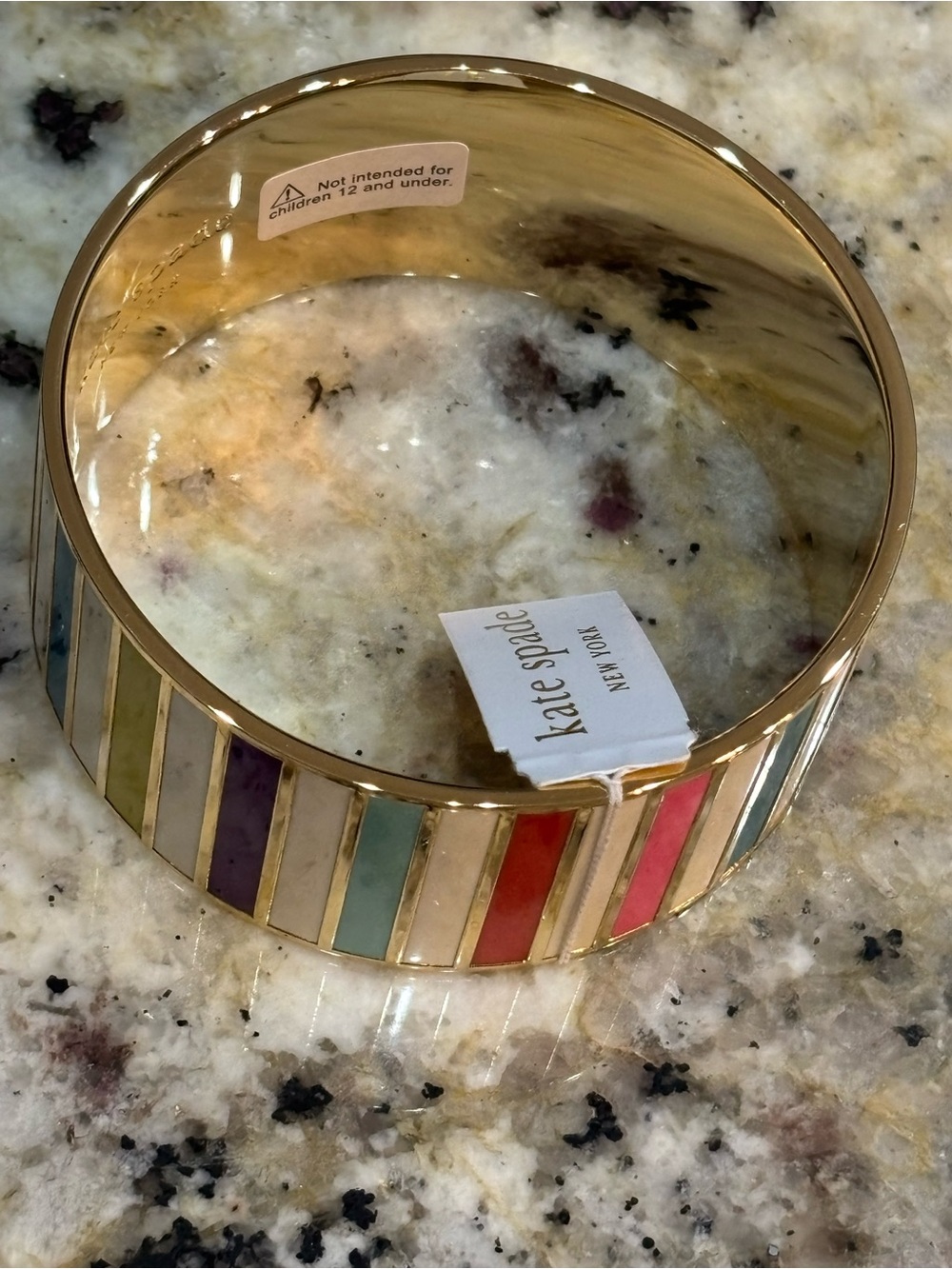 NWT Kate Spade New York Go To Town Rainbow Stripe Wide Enamel Bangle Bracelet - Picture 3 of 8